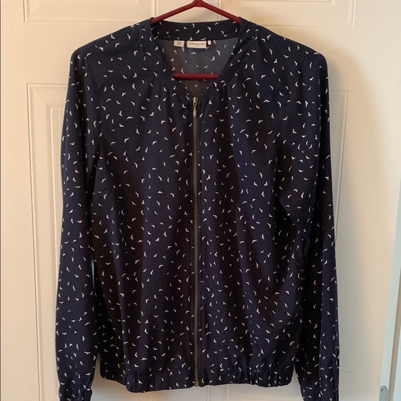 Navy Blue Patterned Women's Jacket - Picture 1 of 5